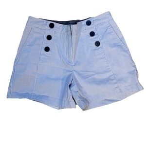 Nautica Sailor Shorts Blue White‎ Stripe Women Sz 2 Nautical 30" Waist Coastal